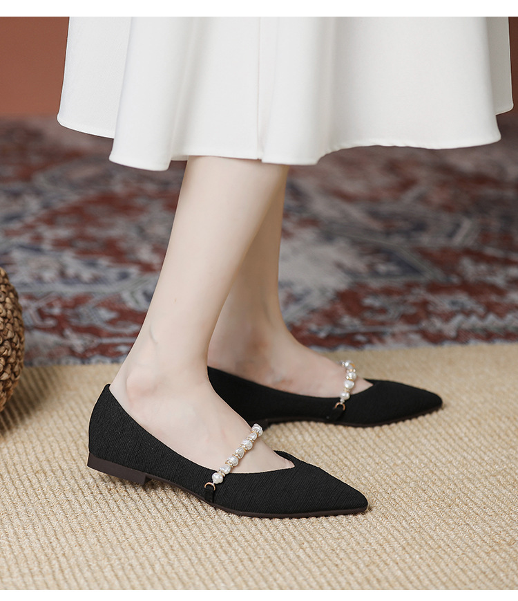 Sapatos femininos novos de bico fino, calçados baixos versáteis, boca rasa, sapatos de avó com sola macia e salto baixo, 2024, início da primavera_voghion.com