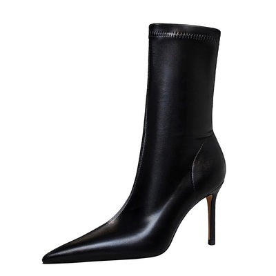 315-A12 315 - A12 euramerican fashion contracted wind high heel with shallow mouth pointed sexy female club show thin short boots boots