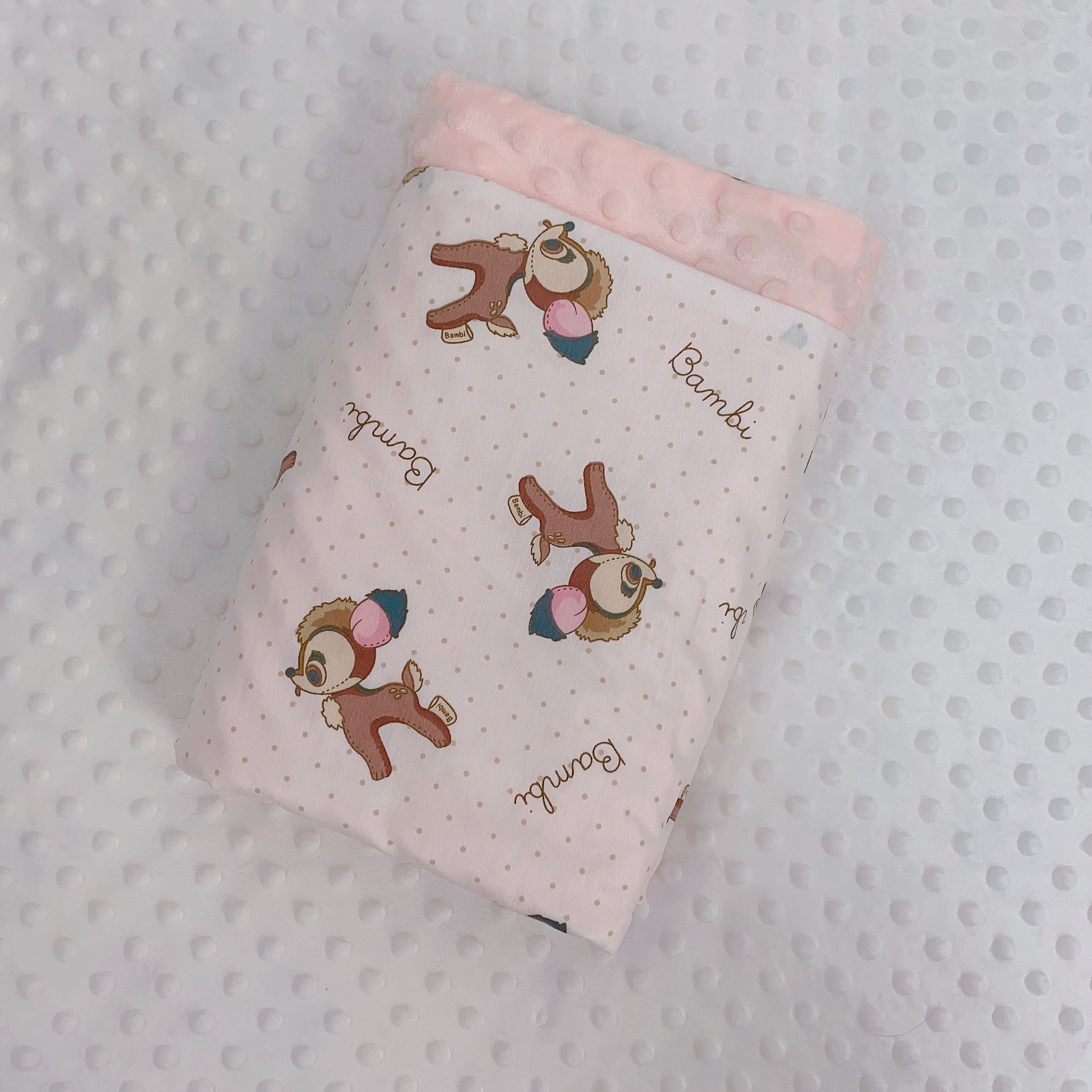 Algodón para niños Four Seasons Beanie manta de felpa calmante ropa de abrigo Beanie manta de primavera y otoño de doble capa cubierta de bebé edredón de felpa corta