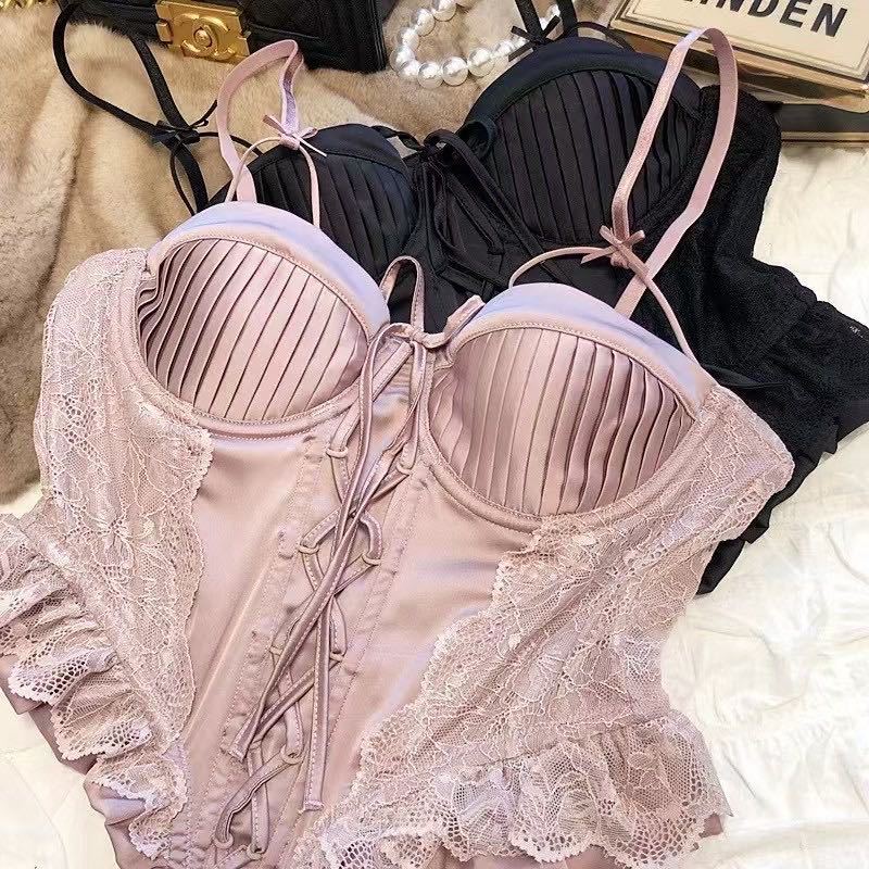 Ventas directas de fábrica comercio electrónico transfronterizo Sudeste de Asia Vietnam Tailandia damas burbujas encaje pecho pequeño recogido sujetador Tovin