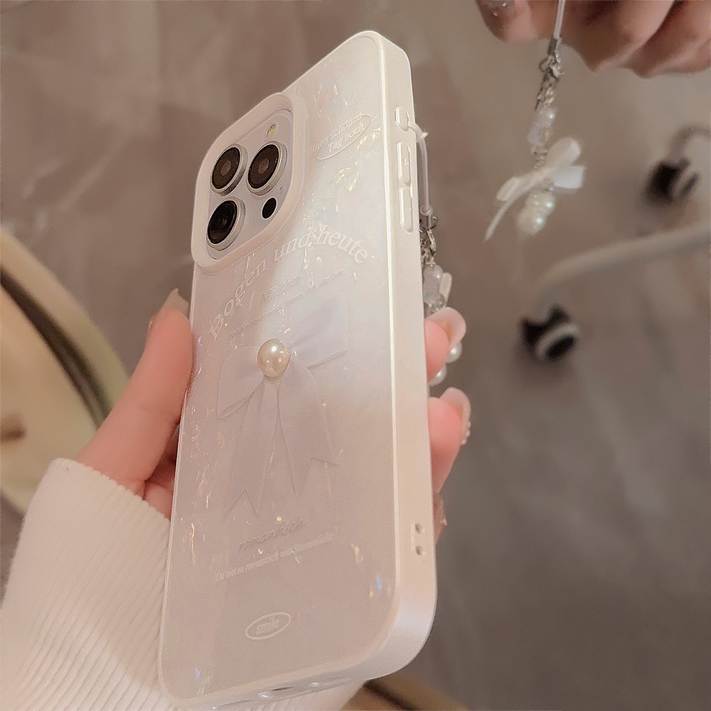 Beschermhoes voor iphone met 3d parel strik hanger_voghion.com