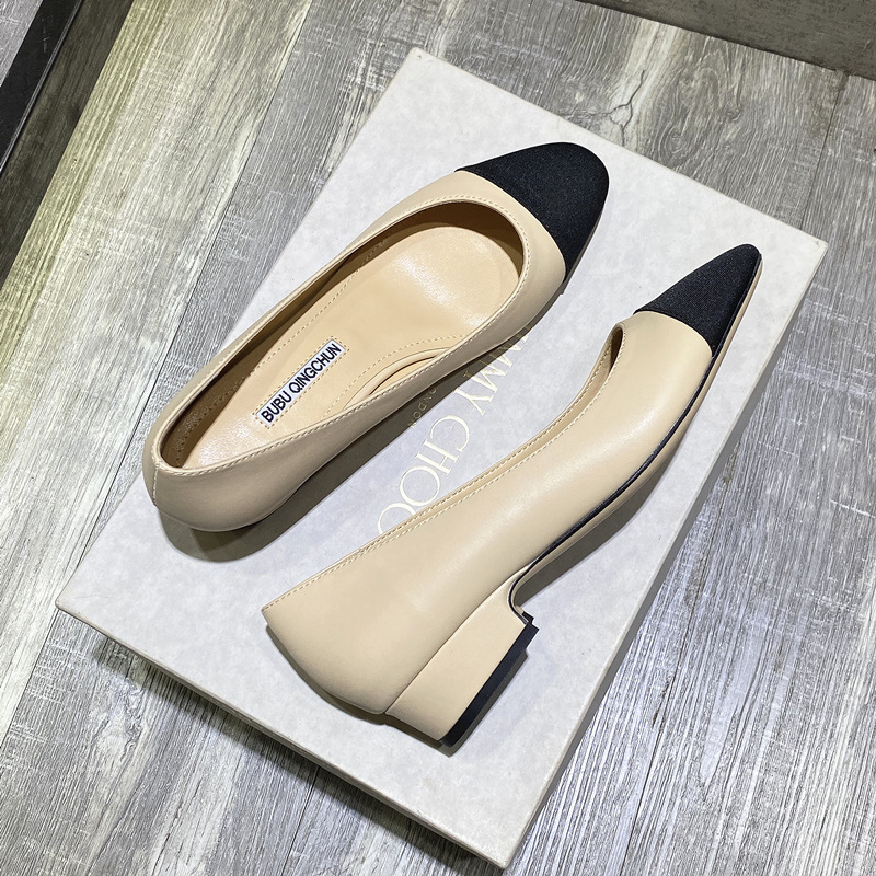 2023 New Style French Off-White High-Heeled Shoes for Women, Stiletto Heel, Sheepskin, Black Matte Pointed Toe, Professional Shallow Mouth Single Shoes