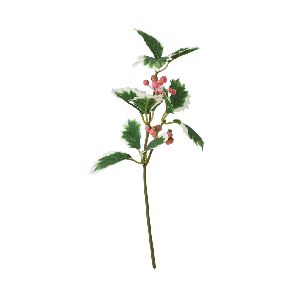 Hoja de Navidad bayas imitación verde fruta roja decoración del hogar árbol de Navidad decoración de mesa diy ramo de fiesta