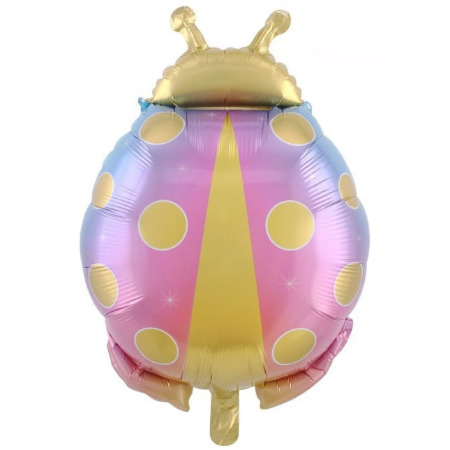 Lado volando mariposa mariquita flor película de aluminio globo decoración de la fiesta de cumpleaños de los niños forma de mariposa globo al por mayor