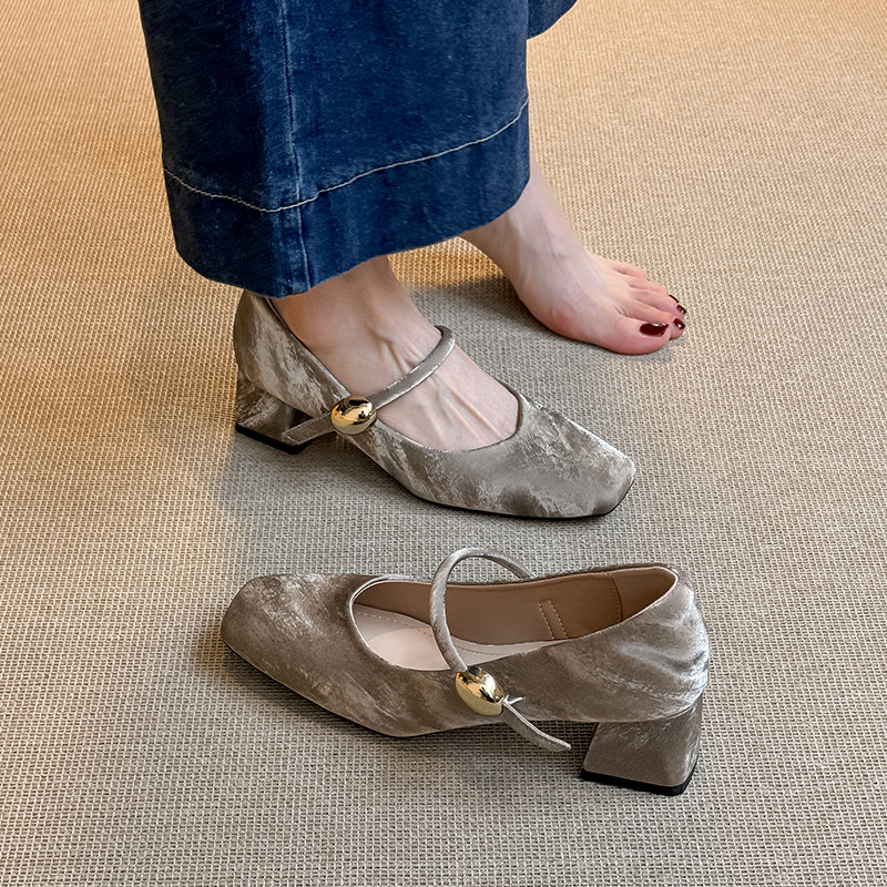Super Small Soft Leather~ French Style Single For Women, Square Toe, Stunning Low Heel Ballet Shoes, Vintage One-Strap_vogvips.com