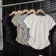 Women's Round Neck Short-Sleeved T-Shirt Slim-Fit Slimming Simple Base Shirt Women's Solid Color Pure Style All-Match Shoulder Top
