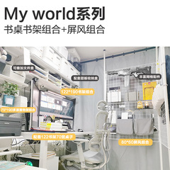 5YA1五金貨架少女書桌書架組合租房洞洞板架子落地收納置物架