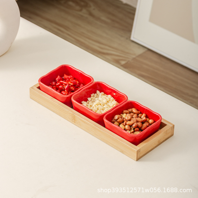 빨간색 3 칸 로그 플레이트