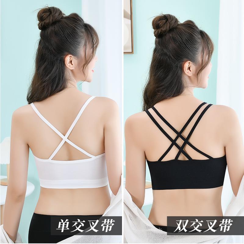 Red belleza roja trasera venta al por mayor envuelta pecho Correa tubo superior estudiante ropa interior de las mujeres deportes inalámbricos chaleco push up anti-flacidez