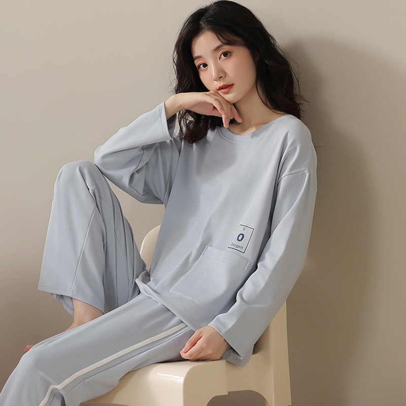 잠옷 여성용 코튼 긴팔 봄 및 가을 간단한 캐주얼 코튼 멀티 스타일 선택 하이 엔드 외부 착용 홈 의류 세트