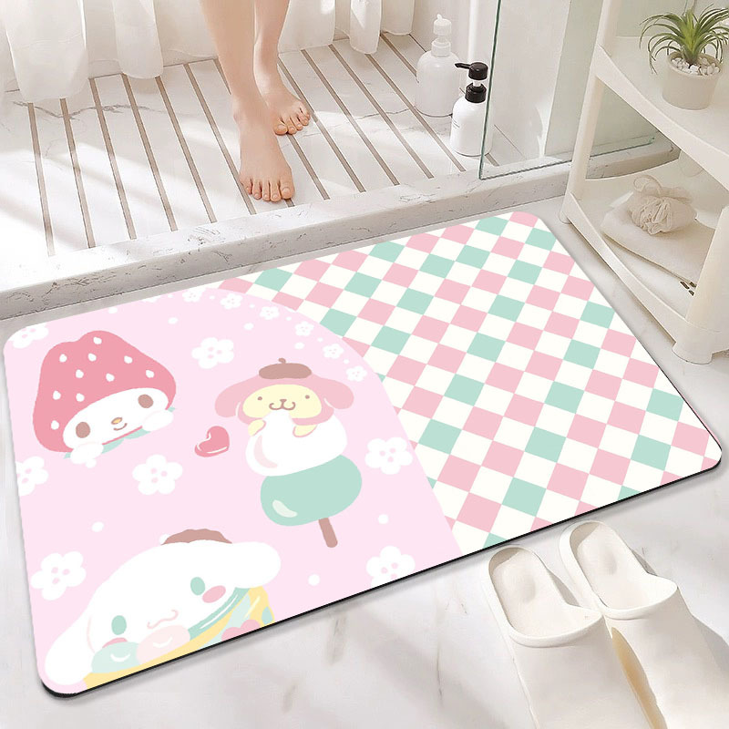 핑크 녹색 격자 무늬 바느질 딸기 토끼