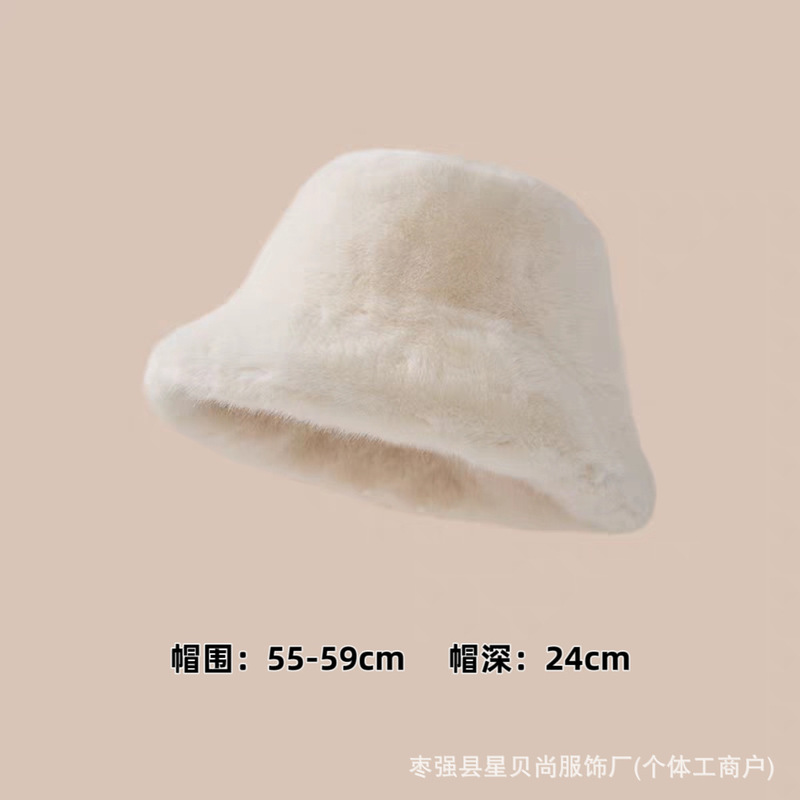 漁師帽女性用越境卸売人気商品イミテーションミンクファー大頭囲秋冬厚手保温フリース帽子|undefined