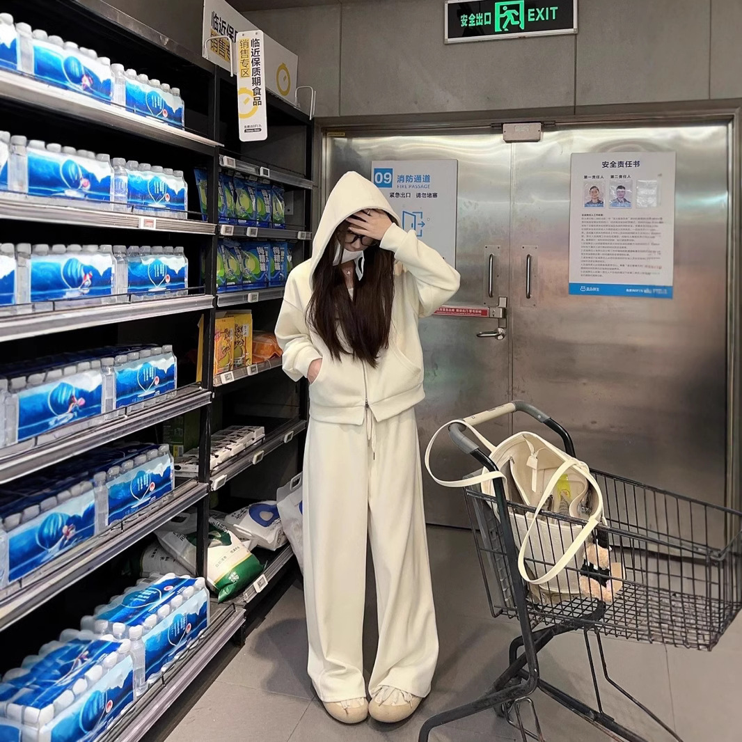 Lazy Style Casual Sports suit Women's Spring and Autumn Student's Korean-style Hoodie Loose Slimming Two-piece Fashionable Suit