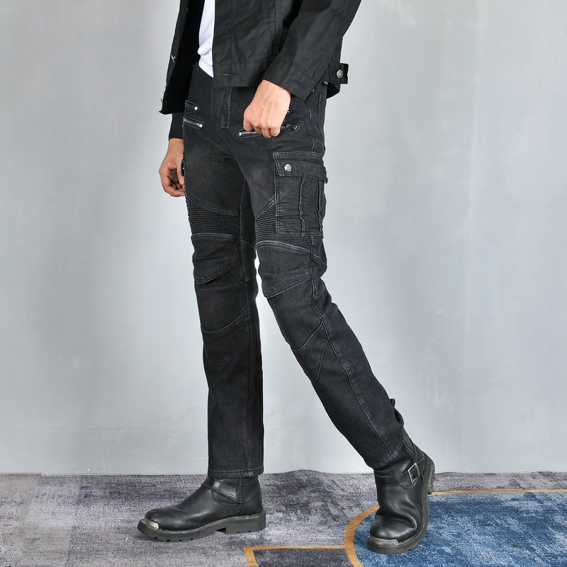 LOONG BIKER motocicleta pantalones vaqueros de los hombres de la motocicleta pantalones de montar pantalones de invierno forro polar caliente Racing anti-caída Pantalones