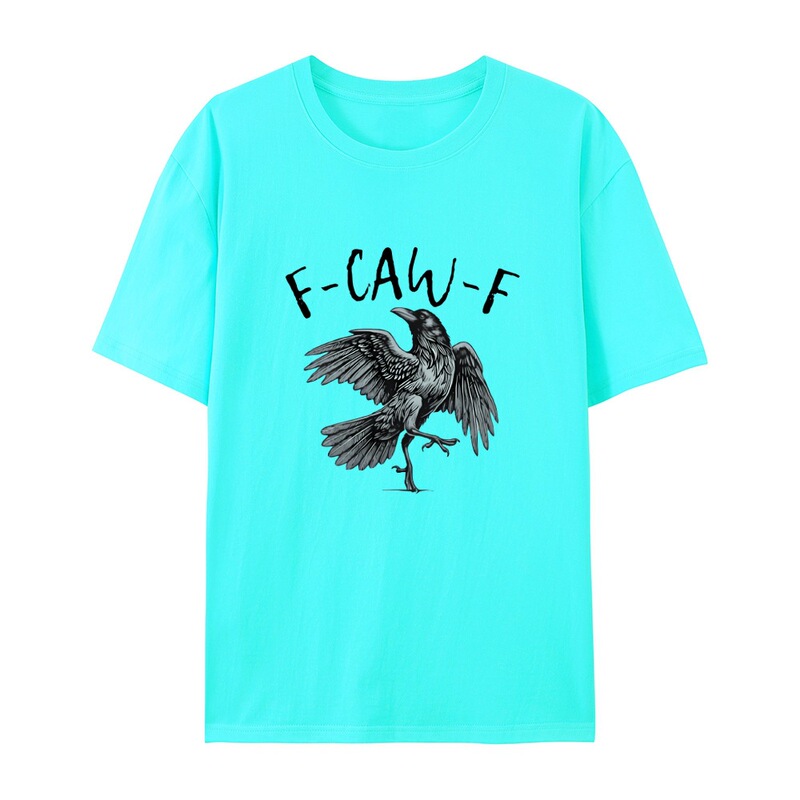 跨境新款有趣的乌鸦印花F-Caw-F运动纯棉T恤男女同款|undefined