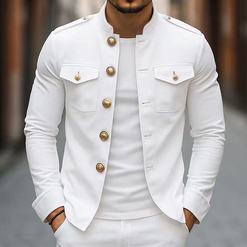 2025 Cross-Border American-Style Heavyweight Men's Casual European Size Lapel Single-Breasted Solid Color Slim-Fit Jacket 2025 Cross-Border American-Style Heavyweight Men's Casual European Size Lapel Single-Breasted Solid Color Slim-Fit Jacket