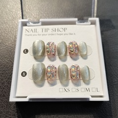 【青檸】純手工穿戴甲手作高級貓眼假指甲穿戴式美甲甲片成品短款