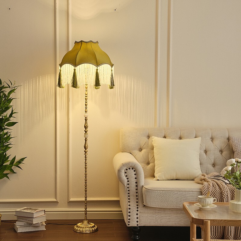 All-Copper Tassel Vintage Retro French American Style Living Room Bedroom Study Bedroom Living Room Atmosphere Floor Lamp