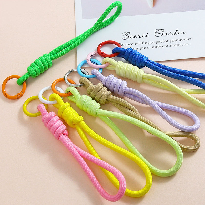 Colorful Versatile Wrist Phone Lanyard Short Anti-Loss Strap Handmade Woven Cotton Rope DIY Accessory Keychain Decoration
