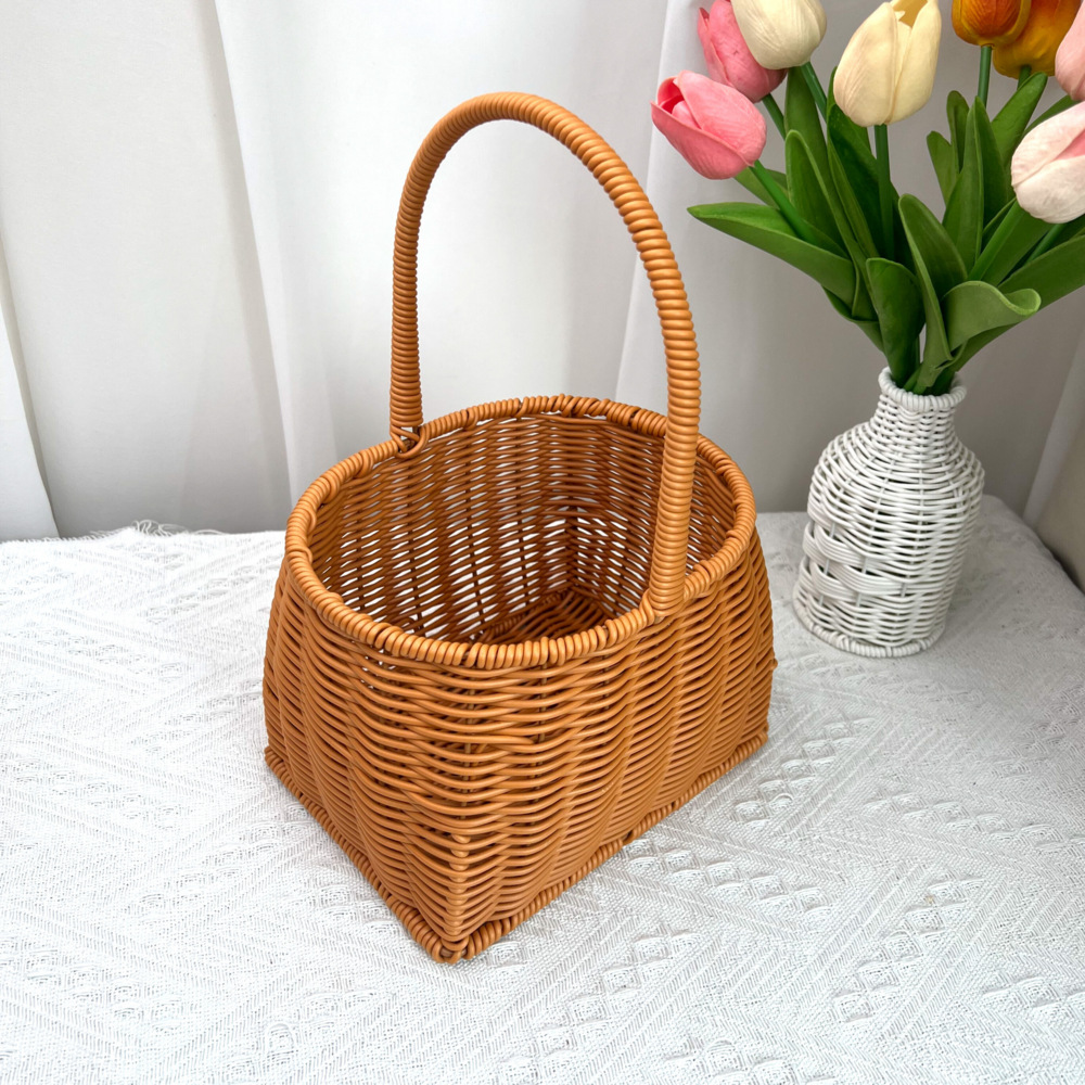 Artesanía de imitación de la nueva mano de regalo de mano de la cesta de almacenamiento atada arco de envío de decoración floral pequeña cesta de flores image 5