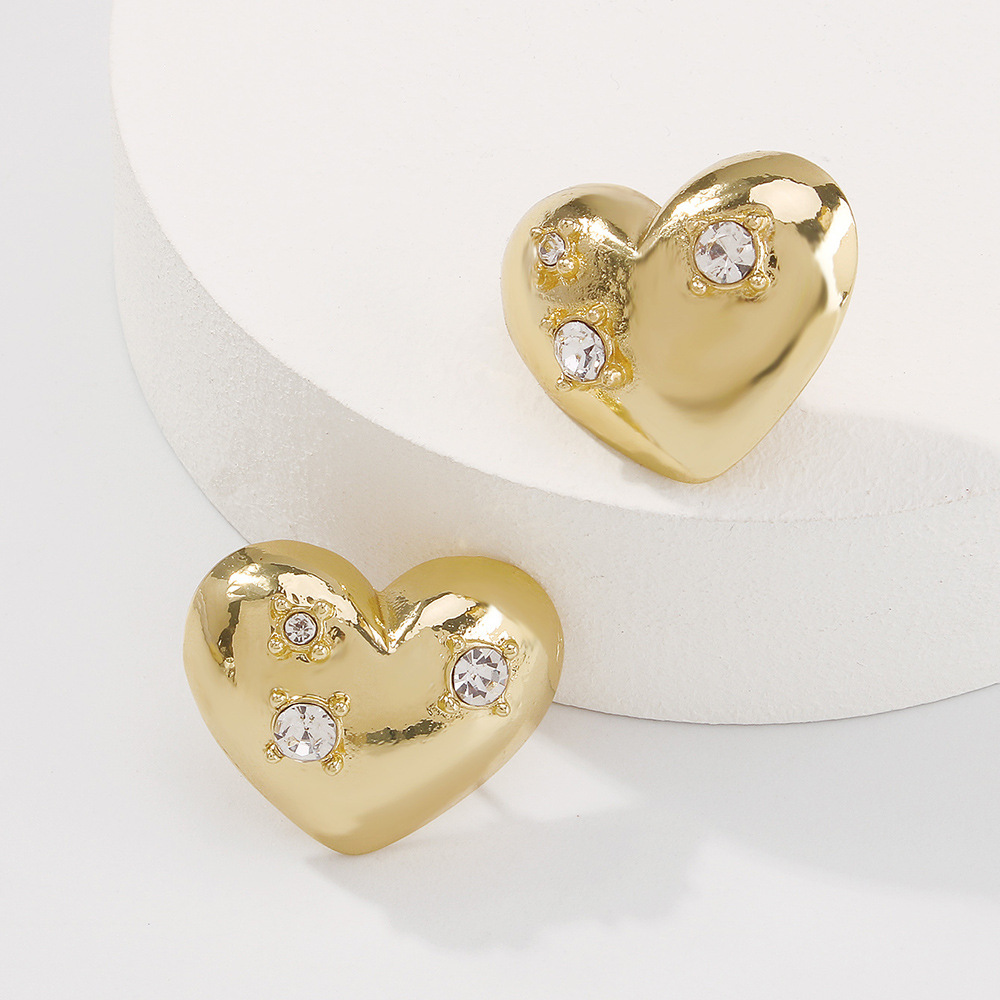 Fashion Heart Imitation Diamond Geometric Earrings display picture 7