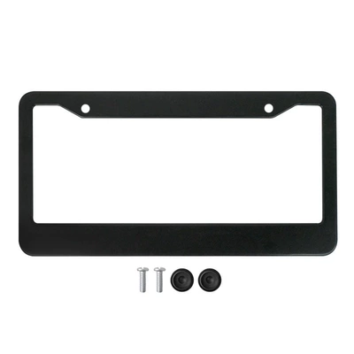 Cross-Border Foreign Trade American Standard Aluminum Alloy American License Plate Frame License Plate Frame American Standard License Plate Frame North American License Plate Frame (License plate holder/license plate holder) - round-hole-aluminum-black-including-accessories