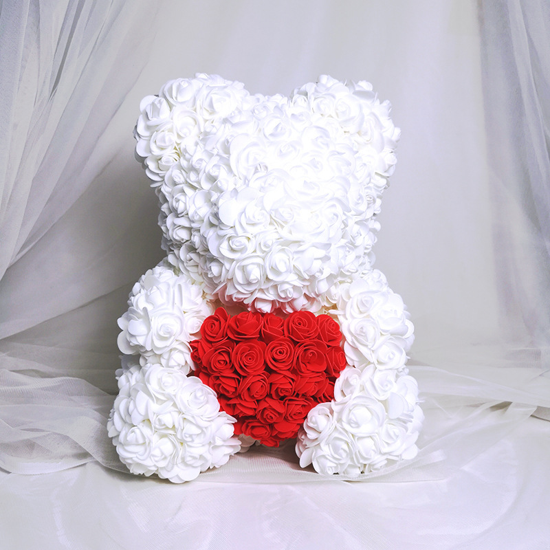 Oso de Rosas Artificiales Transfronterizo, Regalo de Cumpleaños, Regalo del Día de San Valentín Chino, Oso de Flores de PE Hecho a Mano, Producto Terminado