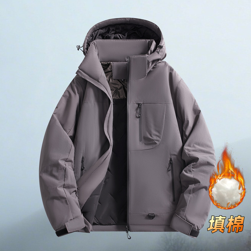秋冬运动棉衣男户外女棉服加厚保暖防风加绒外套大码休闲连帽夹克|undefined