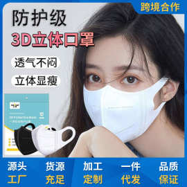 大码宽耳带口罩3d男女通用白色春夏季薄款一次性成人独立包装