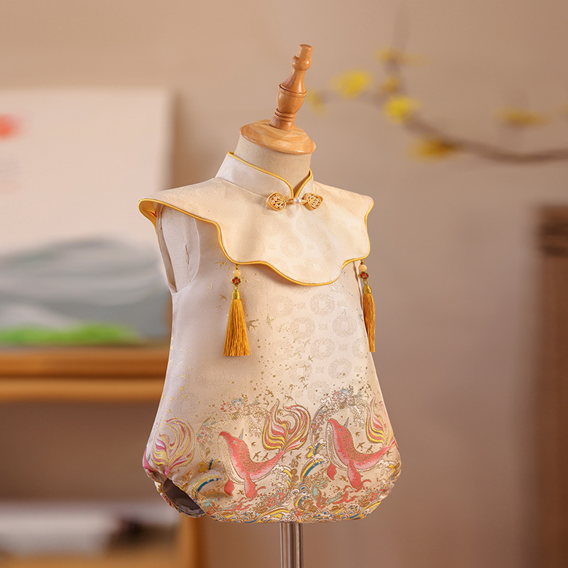 Children's summer bodysuit girl's, thin dress, Chinese style, special occasion clothing 4