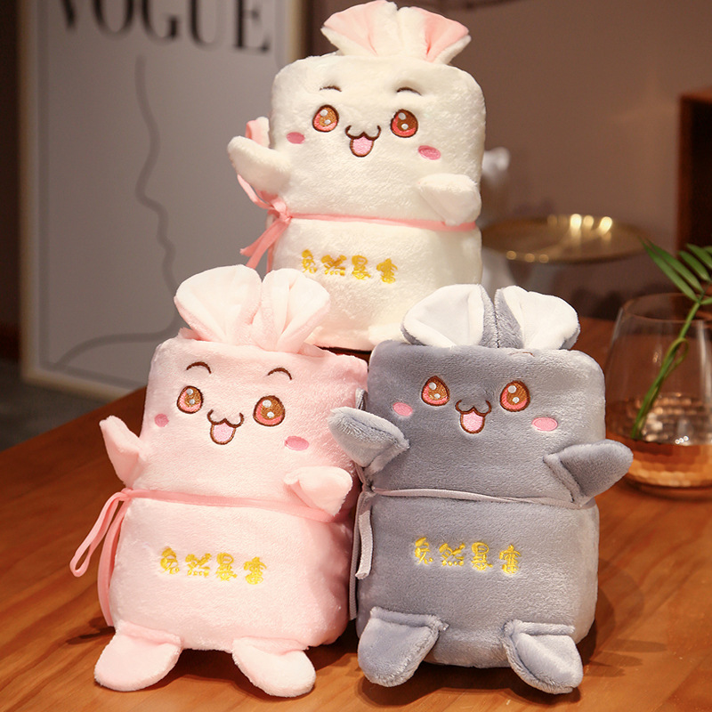 Lucky conejo dibujos animados felpa rollo manta Oficina siesta manta de franela aire acondicionado sola manta de almacenamiento