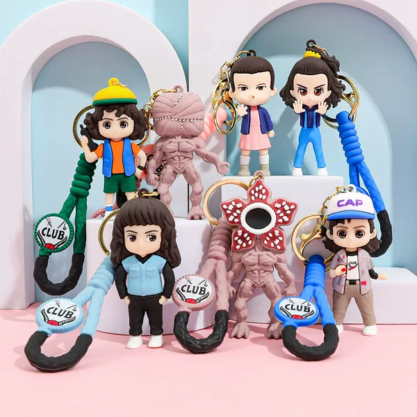 2025 New Stranger Things Keychain Piranha Eleven Dustin Eleven Figure Pendant Gift