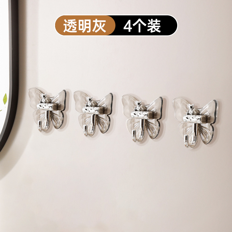 Gancho de mariposa de oso de lujo ligero, adhesivo, fuerte soporte de peso, sin perforación, cocina, baño, puerta de baño, gancho adhesivo que no deja marcas detrás