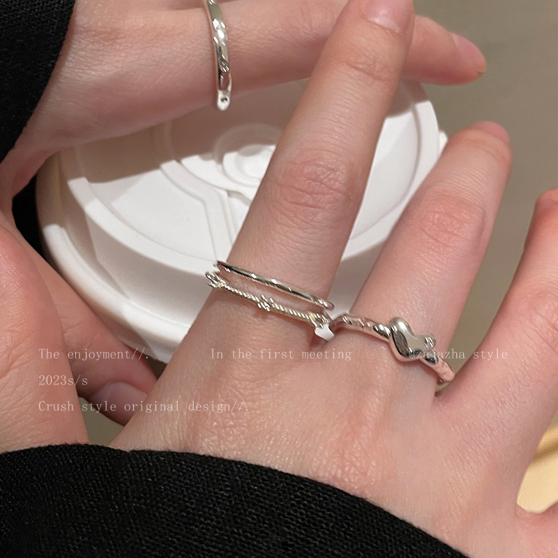 Heart-shaped Zircon Adjustable Ring For Women Minimalist Design_voghion.com