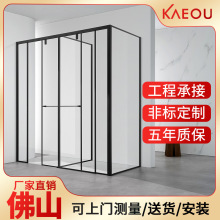 盖欧T字型淋浴房304不锈钢一门两用干湿分离大户型洗澡房玻璃门