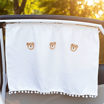 Ins car sun protection heat Car curtains - three-dimensional-three-bears-curtain-curtain