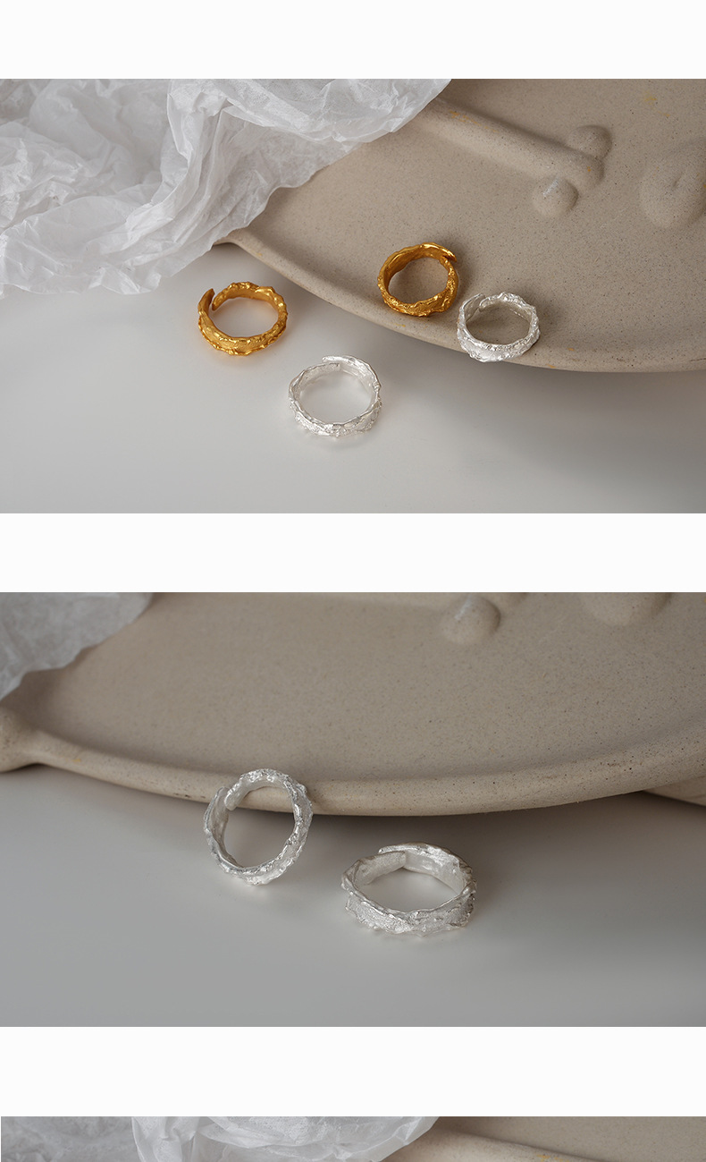 Fashion Solid Color Silver Plating Open Ring 1 Piece