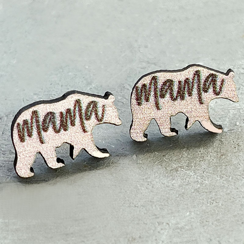 1 Pair Fashion Animal Letter Wood Printing Women's Ear Studs display picture 8