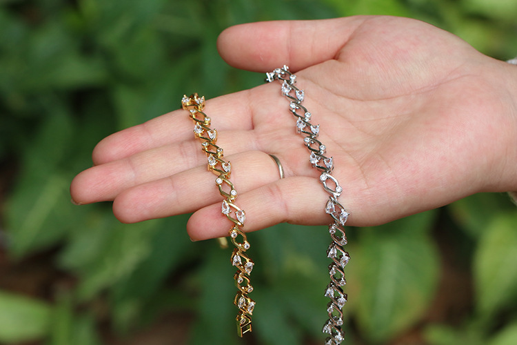simple geometric copper inlaid zircon new cable chain bracelet