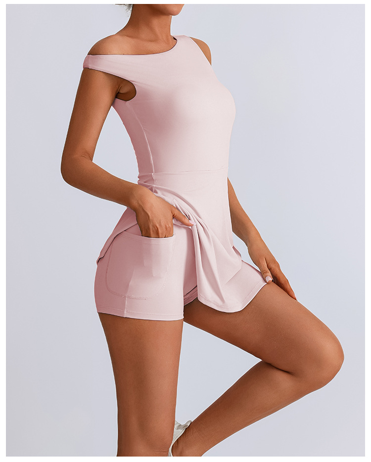 Transfronterizo ins Europa y América de alta elasticidad, yoga de secado rápido, falda de una pieza, falda de tenis, deportes de golf, falda de fitness antiiluminación