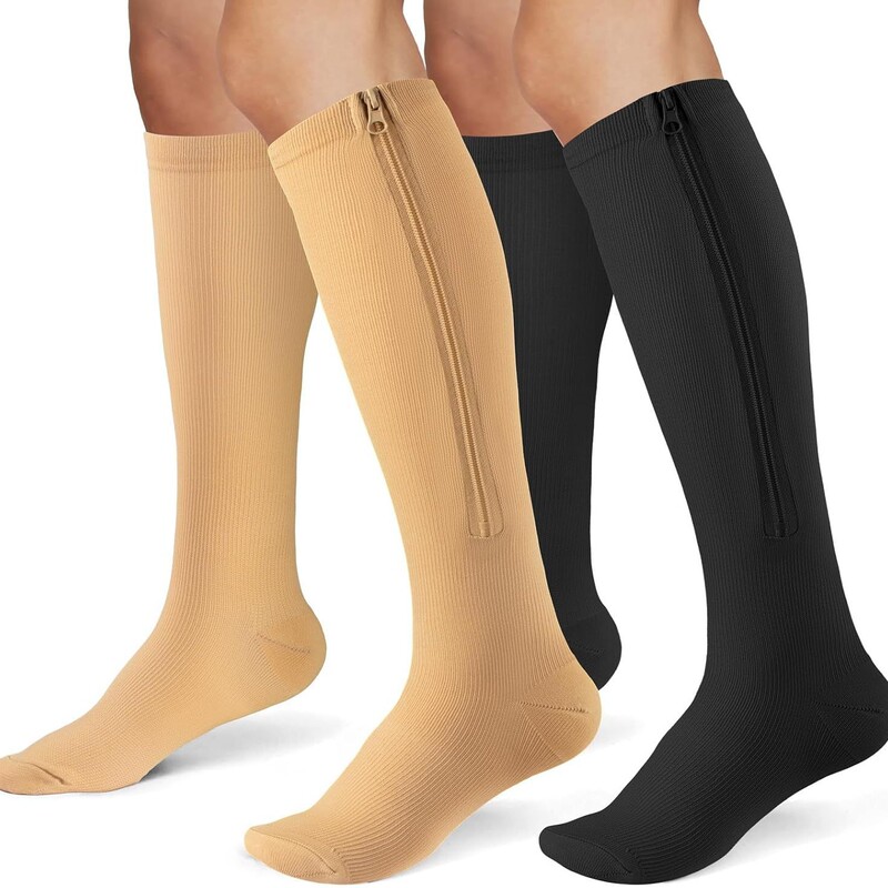 Amazon Cross-Border Unisex Zipper Compression Socks Closed-Toe Compression Socks Sports Running Calf Pressure Socks Zipper Socks