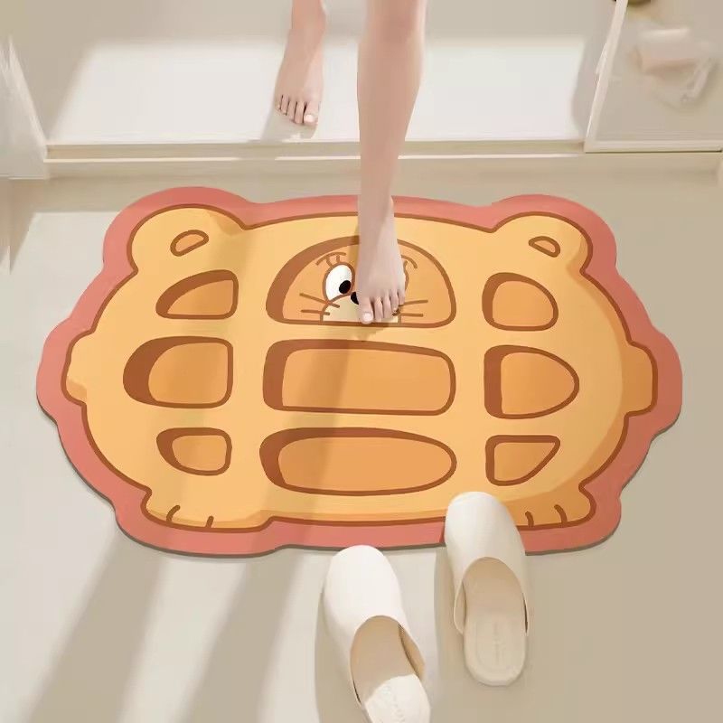 Cartoon Animation Bathroom Water Absorbent Quick-drying Foot Mat Bathroom Dry and Wet Separation Door Mat Door Non-slip Diatom Mud Mat