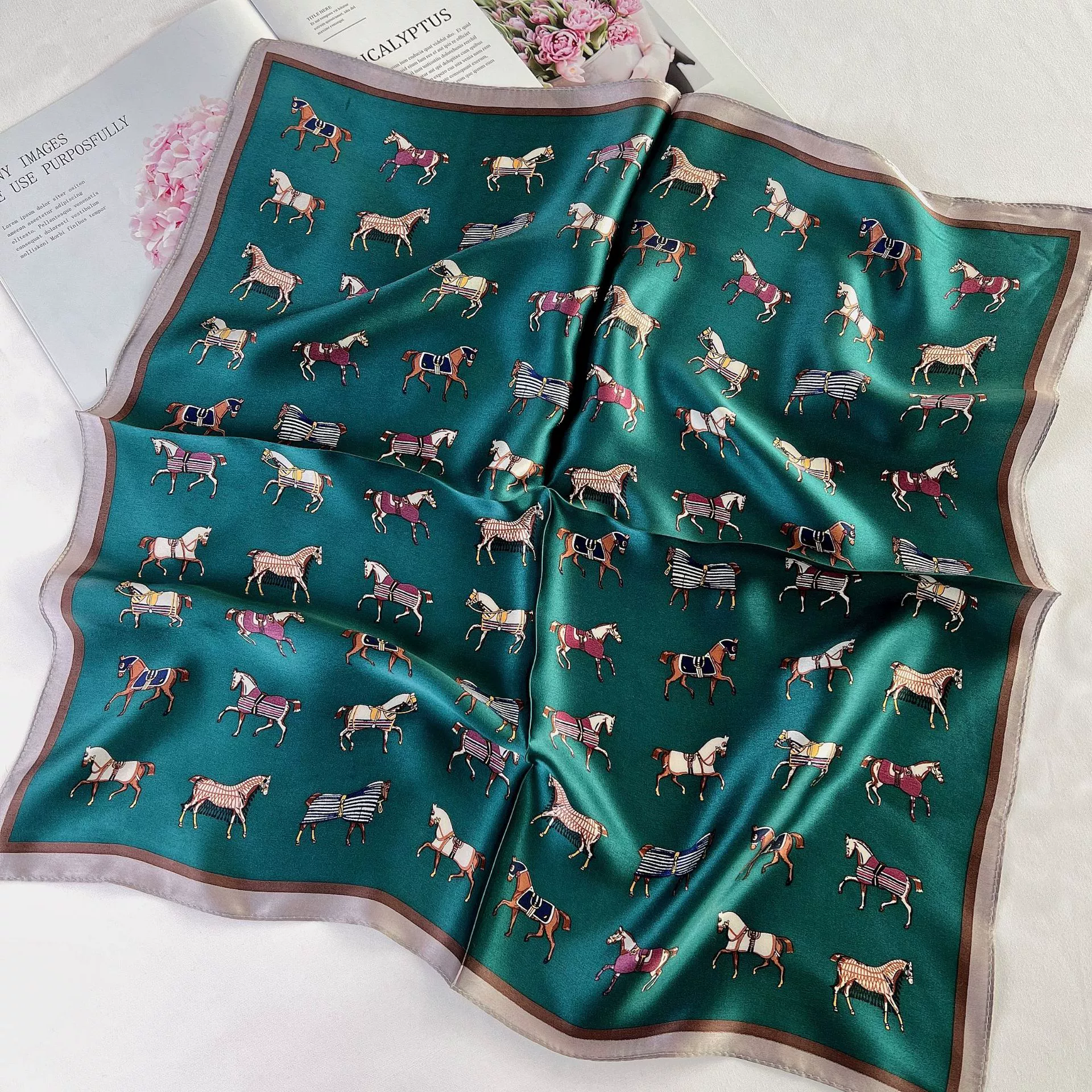 Silk fashionable handkerchief, trend neckerchief, scarf, Korean style