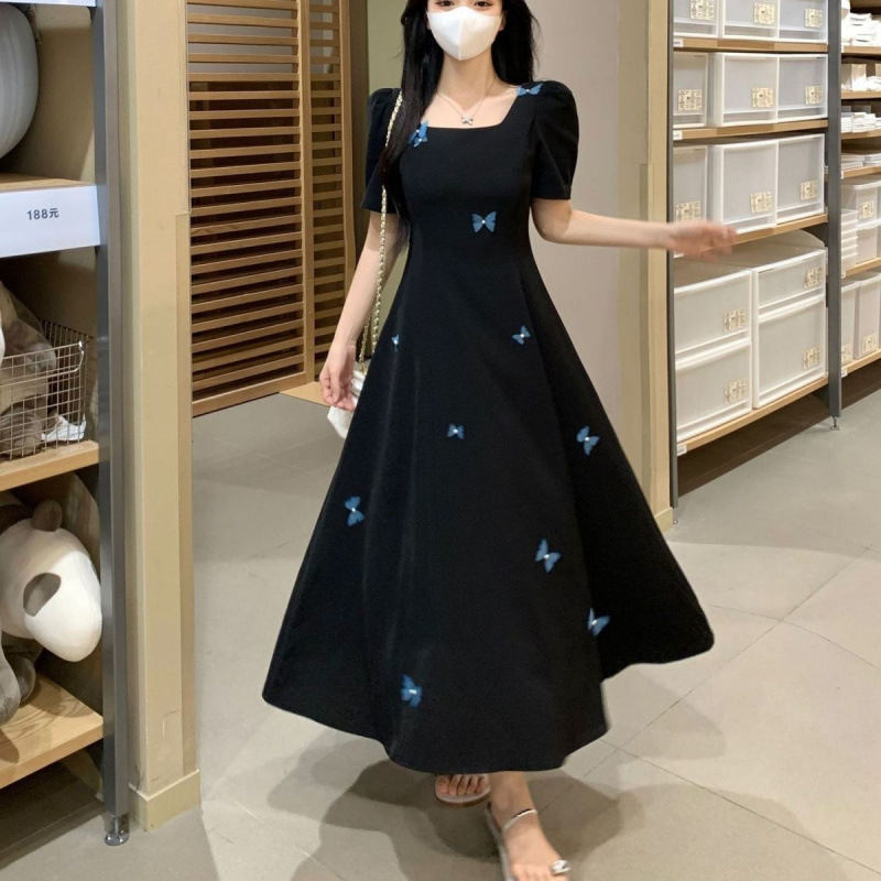 大码连衣裙2025新款轻奢高级立体蝴蝶显瘦正式胖mm仙女裙泡泡袖