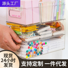 透明可叠加桌面收纳盒零食整理收纳篮书盒杂物面膜护肤品收纳框