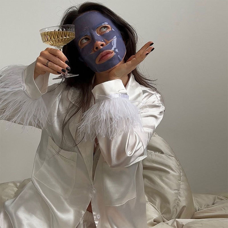 ChicShe European American Pajama Cross-Border Spring Feather French Homewear Women's Shirt And Shorts Two-Piece Set_voghion.com