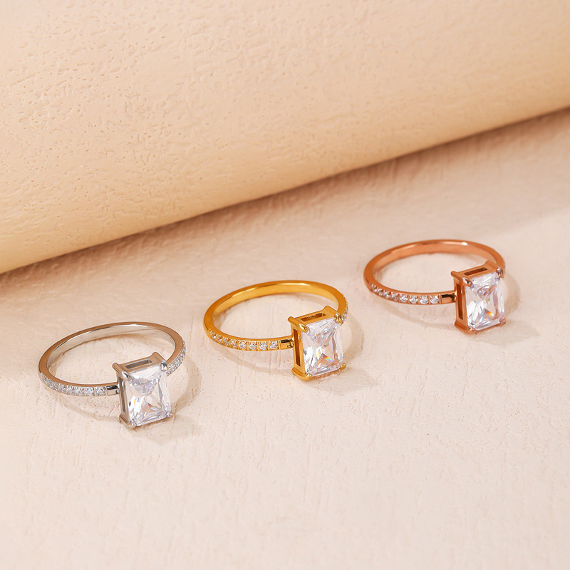 8g Weight Artificial Gemstones Inlay Material Rings Classification Retro Square Titanium Steel Artificial Gemstones Rings In Bulk