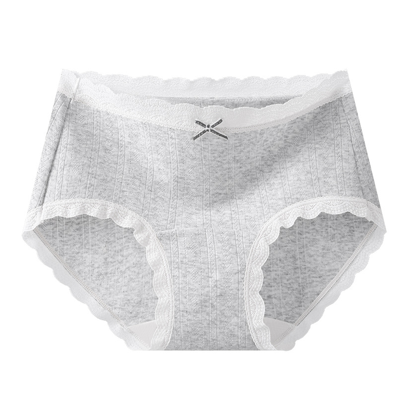 Bragas de algodón de encaje de color contrastante 10A entrepierna antibacteriana entrepierna larga sin costuras tipo A calzoncillos de algodón suave y transpirable para niñas