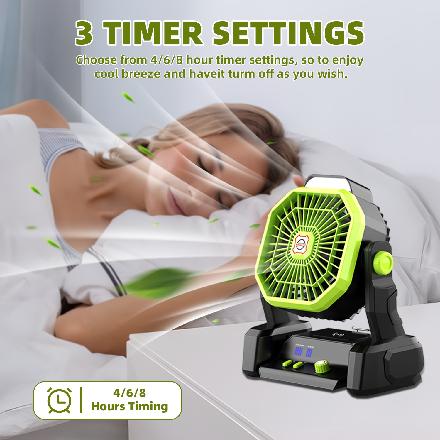 Lámpara Ventilador para Camping al Aire Libre 20000mAh (60 Horas) con Luz LED Recargable
