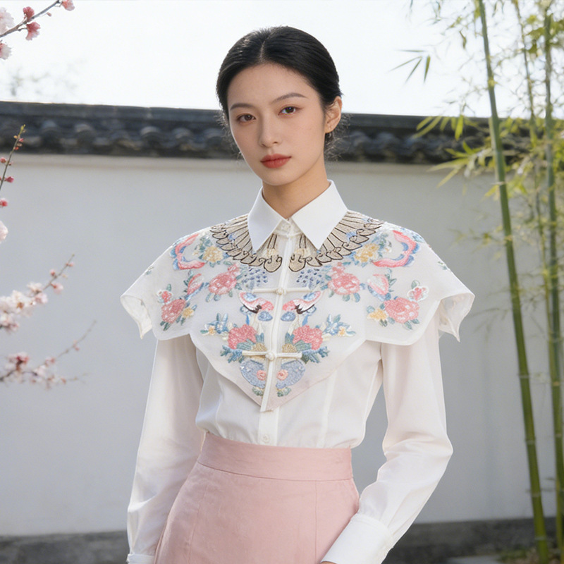Light Luxury Cloud Shoulder Shawl, Fashionable New Chinese Style National Style Shawl for Women, Fake Collar, High-End Retro Accessory, Versatile for Spring and Autumn, New Model